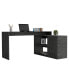 Dallas L-Shaped Home Office Desk, Two Shelves, Single Door Cabinet Smokey Oak, Стандартный - фото #5