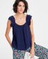 Фото #1 товара Women's Printed Ruffle-Strap Swingy Tank, Created for Macy's