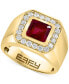 ფოტო #1 პროდუქტის EFFY® Men's Lab Grown Ruby (8-1/8 ct. t.w.) & Lab Grown Diamond (5/8 ct. t.w.) Halo Ring in 14k Gold