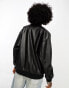 Фото #6 товара Noisy May faux leather bomber jacket in black