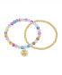 Unwritten Multi Color Glass Beads Little Mermaid "Family is a Treasure" Beaded Stretch 2-Piece Set Bracelet