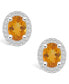 ფოტო #3 პროდუქტის Citrine (2-3/8 ct. t.w.) and Diamond (3/8 ct. t.w.) Halo Stud Earrings in 14K White Gold