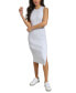 Women's Slit Hem Sleeveless Ribbed Midi Dress