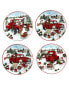 Red Truck Snowman 4 Piece Canape Plate Set