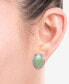 ფოტო #2 პროდუქტის Dyed Jade (10 x 14mm) Greek Key Oval Drop Earrings in Sterling Silver