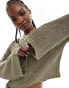 Noisy May lightweight knitted crew neck jumper in olive