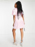 Фото #3 товара Flounce London Petite satin flutter sleeve mini dress in pink