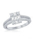 Sterling Silver Baguette CZ Emerald-Cut Open Band Engagement Ring