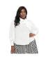 ფოტო #1 პროდუქტის Plus Size 1940s Long Sleeve Bow Blouse