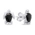 Playful silver jewelry set with zircons Turtle SET233WBC (earrings, pendant)