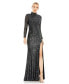 Фото #1 товара Women's Ieena Sequined High Neck Long Sleeve Lace Up Gown