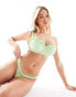 Фото #1 товара Peek and Beau Fuller Bust mix and match broderie mid-rise tanga bikini bottom in mint with ruffled edge