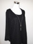 JM Collection Women's Crochet Necklace Knit Top Deep Black XXL