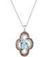 Sea Blue Aquamarine® (1-3/8 ct. t.w.), Nude Diamonds (1/4 ct. t.w.) & Chocolate Diamonds® (1/3 ct. t.w.) 20" Pendant Necklace 14k White Gold