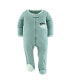 Green Dino Footed Baby Sleepers for Boys or Girls, 3-Pack,