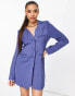 4th & Reckless panel front open back blazer dress in blue