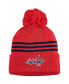 Men's Red Washington Capitals Locker Room Three Stripe Cuffed Knit Hat with Pom