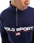 Фото #2 товара Polo Ralph Lauren Sport capsule retro flag logo half zip sweatshirt in navy