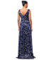 Women's Metallic Printed V-Neck Sleeveless Gown