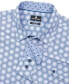 Men's Non-Iron Performance Stretch Moisture-Wicking Hexagon-Print Button-Down Shirt Бело-синий, L - фото #4