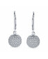 Minimalist Geometric Cubic Zirconia Pave CZ Disco Ball Lever back Drop Statement Earrings For Women Prom Sterling Silver