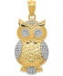 ფოტო #1 პროდუქტის Textured Owl Charm in 14K Gold with Rhodium Plating