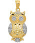 ფოტო #1 პროდუქტის Textured Owl Charm in 14K Gold with Rhodium Plating