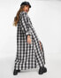 ASOS DESIGN boucle maxi shirt dress in mono check