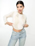 Фото #1 товара ASOS DESIGN neat fit jumper in wavy sheer and fluffy stitch in cream