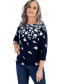 Women's Printed Pima Cotton Boat-neck 3/4-Sleeve Top, Created for Macy's