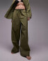 Фото #2 товара Topshop linen blend beach trousers in khaki