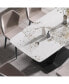 Фото #10 товара 63" Modern Artificial Stone Pandora White Curved Black Metal Leg Dining Table -6 People