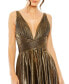 Women's Ieena Sleeveless V Neck Pleated Top Metallic Gown