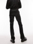 Topman straight flare high shine suit trousers in black