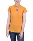 ფოტო #1 პროდუქტის Petite Size Short Flutter Sleeve Mock Neck Top