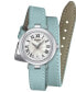 ფოტო #1 პროდუქტის Women's Swiss Bellissima Light Blue Leather Double Wrap Strap Watch 26mm