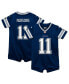 ფოტო #4 პროდუქტის Infant Boys and Girls Micah Parsons Navy Dallas Cowboys Game Romper Jersey