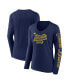 ფოტო #1 პროდუქტის Women's Navy Notre Dame Fighting Irish Play Like a Champion Today 2-Hit V-Neck Long Sleeve T-shirt