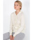 Фото #3 товара Women's 100% Pure Cashmere Long Sleeve Zip Hoodie Cardigan Sweater