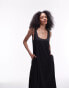 Topshop crinkle low scoop maxi dress in black Черный, S - EU 36-38 - фото #4