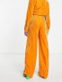 Фото #2 товара In The Style Tall exclusive velvet wide leg trouser co-ord in ochre