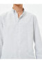 Spor Gömlek Slim Fit Minimal Baskı Detaylı Klasik Yaka Uzun Kollu Non Iron