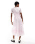 Reclaimed Vintage short sleeve maxi dress in pink Розовый, 40 - фото #4