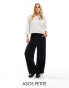 Фото #2 товара ASOS DESIGN Petite high waist seam detail tailored trousers with linen in black