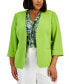 Plus Size Stretch-Crepe 3/4-Sleeve Open-Front Jacket