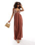 Фото #1 товара ASOS DESIGN v neck crochet bust maxi dress in rust