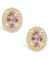 ფოტო #2 პროდუქტის Morganite (2-1/3 ct. t.w.) and Diamond (3/8 ct. t.w.) Halo Stud Earrings in 14K Yellow Gold