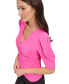 ფოტო #4 პროდუქტის Women's V-Neck Ruched Knit Elbow-Sleeve Top