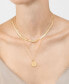 ფოტო #7 პროდუქტის 18" Chain 14K Gold Plated Disc Necklace with Crystal Engraved Letter Necklace