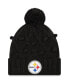 Фото #1 товара Big Girls Black Pittsburgh Steelers Toasty Cuffed Knit Hat with Pom